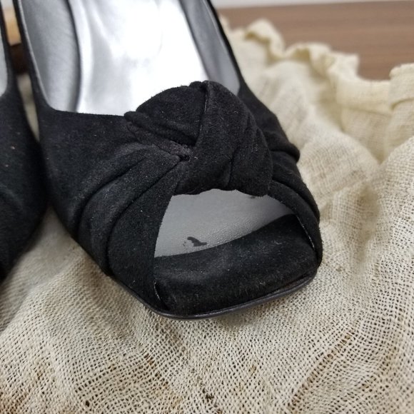 PRADA Suede Peep-Toe Wedges - Picture 4 of 8